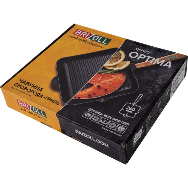 Фото - Сковорода гриль Brizoll O262650G-P1 Optima-Black 260 х 260 х 50 мм