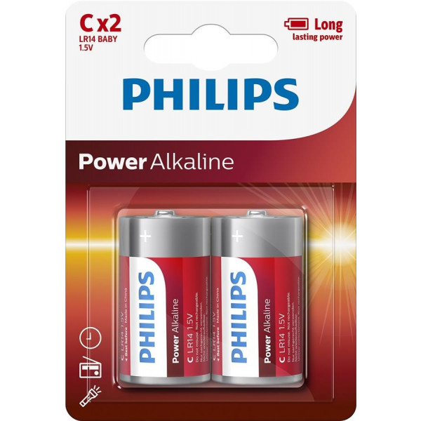 Фото - Батарейка тип C (LR-14) Philips Power Alkaline C BLI 2 (LR14P2B/10)
