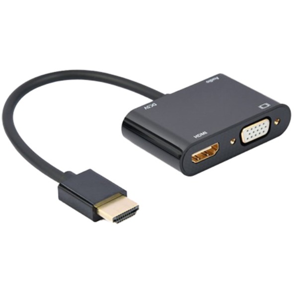 Фото - Переходник Cablexpert HDMI-HDMI/VGA+3,5 0.15m (A-HDMIM-HDMIFVGAF-01)