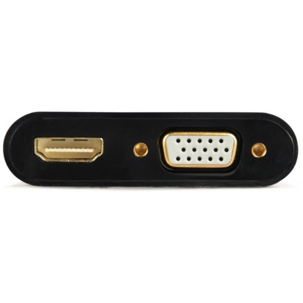 Фото - Переходник Cablexpert HDMI-HDMI/VGA+3,5 0.15m (A-HDMIM-HDMIFVGAF-01)