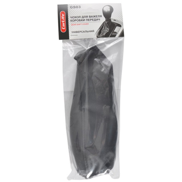 Фото - Чехол на рычаг CarLife универсальный, экокожа, черный (GS 03)