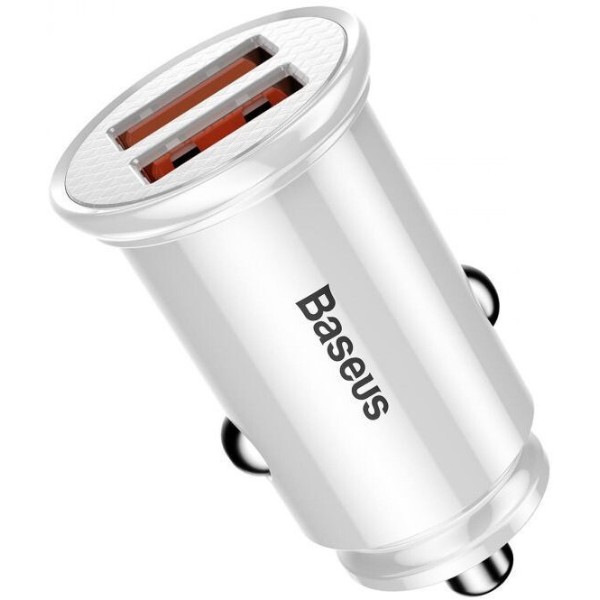 Фото - Автомобільний зарядний пристрій Baseus Circular Plastic A+A 30W Dual QC3.0 White (CCALL-YD02)