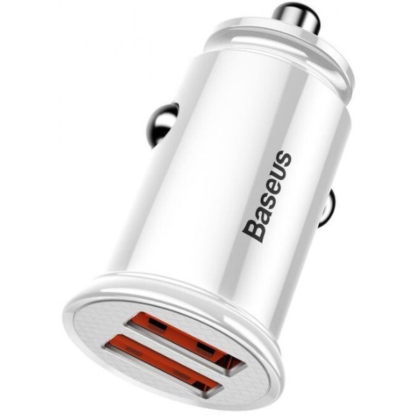 Фото - Автомобільний зарядний пристрій Baseus Circular Plastic A+A 30W Dual QC3.0 White (CCALL-YD02)