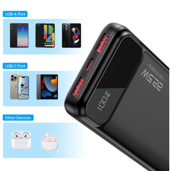 Фото - Батарея мобільна Choetech 10000mAh 22.5W PD,QC3.0 2USB-A+USB-C Black (B728-CCBK)