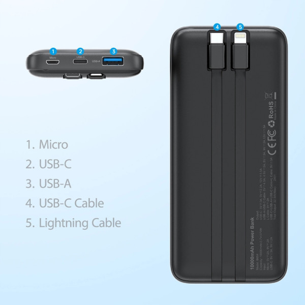 Фото - Батарея мобільна Choetech 10000mAh 22,5W Black (B654-BK)