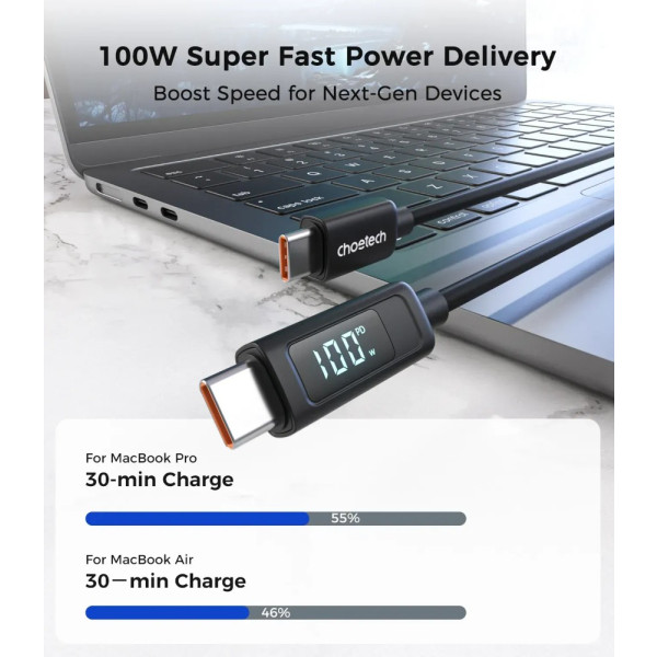 Фото - Кабель Choetech PD100W USB-C to USB-C 1.8m (XCC-1063)