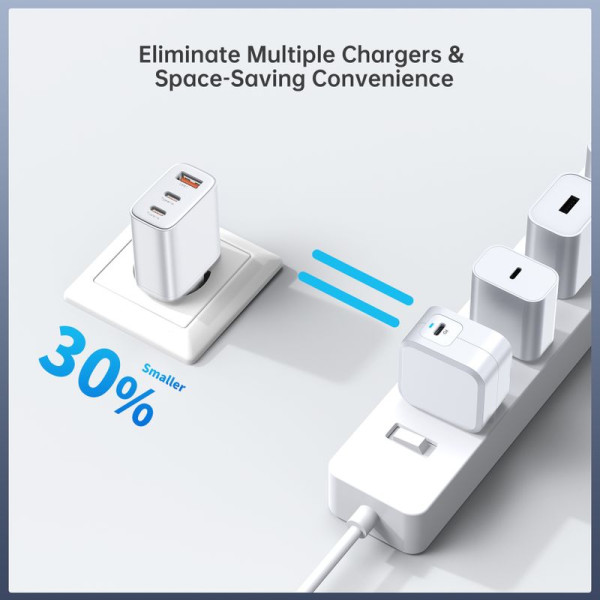 Фото - Сетевое зарядное устройство Choetech USB-A/USB-C 30Вт QC3.0/PD/PPS (PD3046-EU-WH)