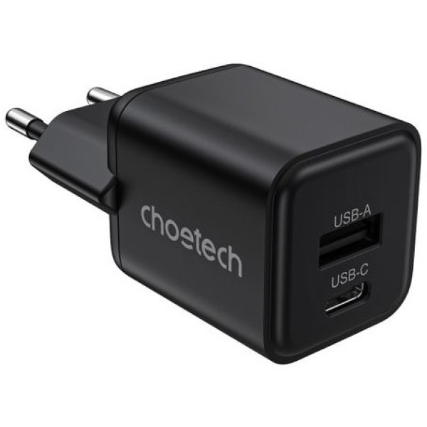 Фото - Сетевое зарядное устройство Choetech USB-A/USB-C 30Вт QC3.0/PD/PPS (PD5012-EU-BK)