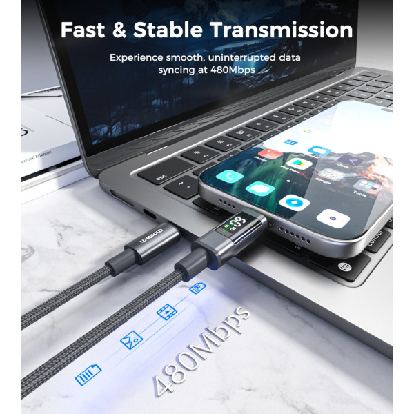 Фото - Кабель Choetech USB-C to USB-C 1.2m (XCC-1068-GY)