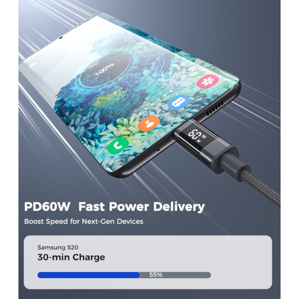 Фото - Кабель Choetech USB-C to USB-C 1.2m (XCC-1068-GY)