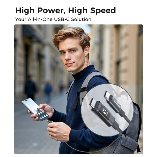 Фото - Кабель Choetech USB-C to USB-C 1.2m (XCC-1068-GY)