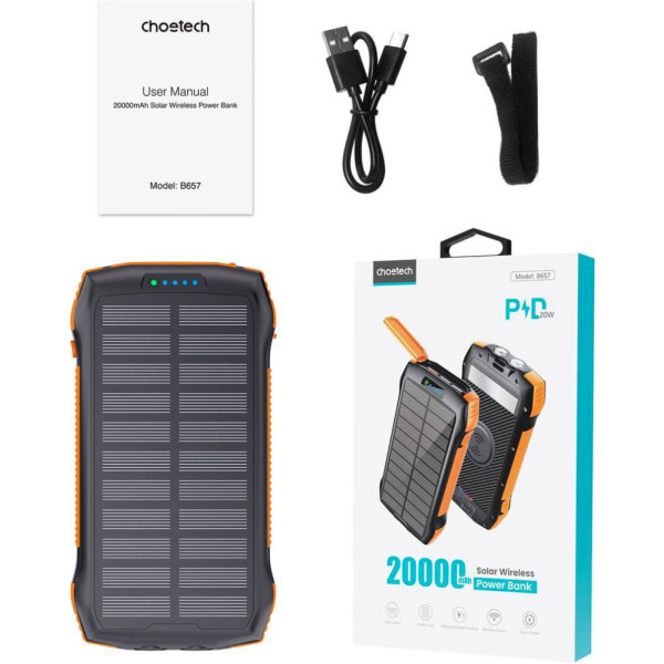 Фото - Батарея мобільна Choetech Wireless 20000mAh 20W Black-Orange (B657-OR)
