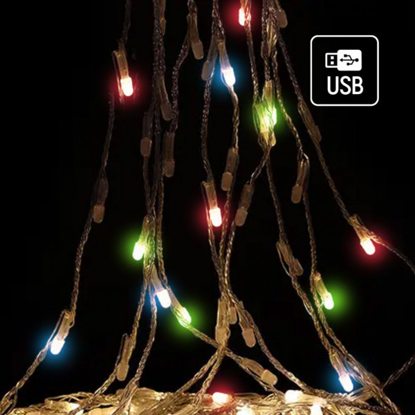 Фото - Уцінка - Гірлянда каскад Colorway 126 9x1.5м різнокольорова USB (CW-G-126L91CUMC)