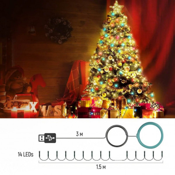 Фото - Уцінка - Гірлянда каскад Colorway 126 9x1.5м різнокольорова USB (CW-G-126L91CUMC)