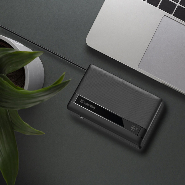 Фото - Батарея мобільна Colorway 20 000 mAh Powerful USB QC3.0 + USB-C Power Delivery 65W Black (CW-PB200LPA3BK-PDD)