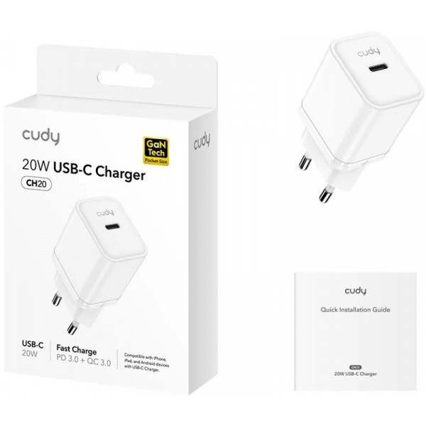Фото - Сетевое зарядное устройство Cudy 1xUSB 20W (CH20_EU)