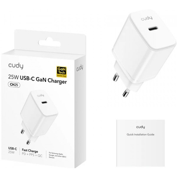 Фото - Сетевое зарядное устройство Cudy 1xUSB 25W (CH25_EU)
