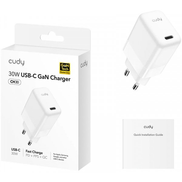 Фото - Сетевое зарядное устройство Cudy 1xUSB 30W (CH30_EU)