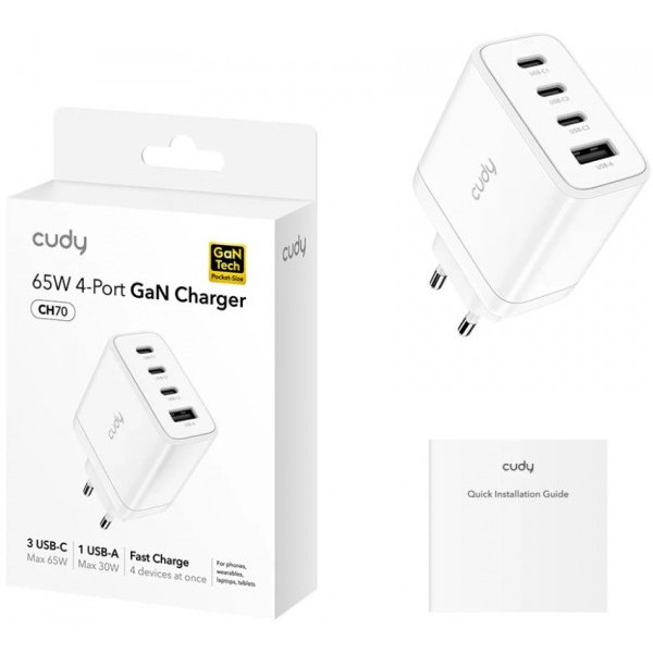 Фото - Сетевое зарядное устройство Cudy 4xUSB 70W (CH70_EU)