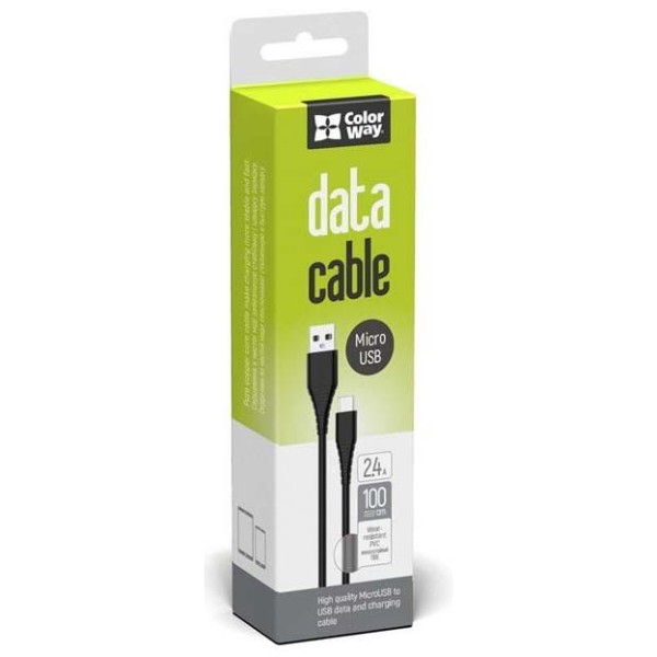 Фото - Кабель Colorway USB-microUSB PVC 2.4А 1 m Black (CW-CBUM025-BK)