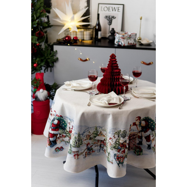 Фото - Скатертина кругла Прованс Снігова зима D180 см (037482)