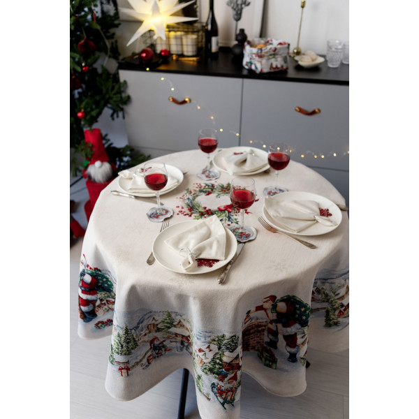 Фото - Скатертина кругла Прованс Снігова зима D180 см (037482)