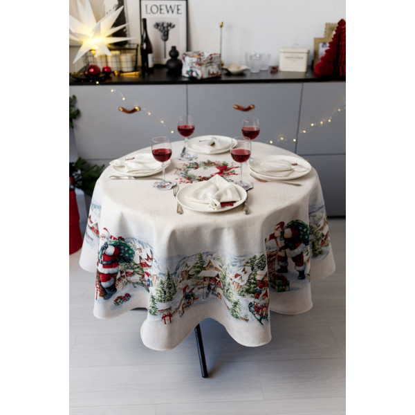 Фото - Скатертина кругла Прованс Снігова зима D180 см (037482)