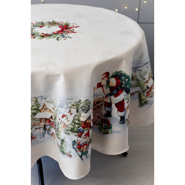 Фото - Скатертина кругла Прованс Снігова зима D180 см (037482)