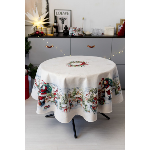 Фото - Скатертина кругла Прованс Снігова зима D180 см (037482)