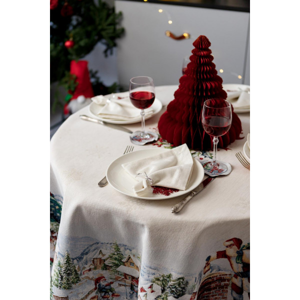 Фото - Скатертина кругла Прованс Снігова зима D180 см (037482)