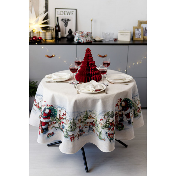 Фото - Скатертина кругла Прованс Снігова зима D180 см (037482)