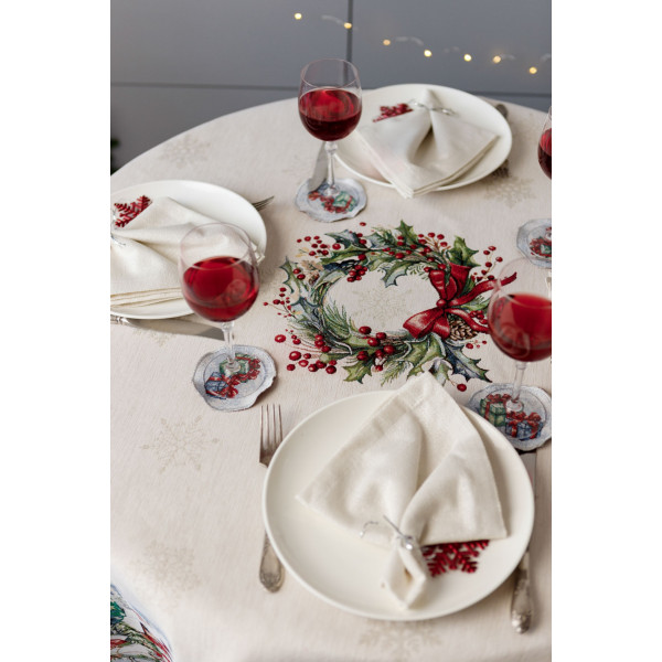 Фото - Скатертина кругла Прованс Снігова зима D180 см (037482)