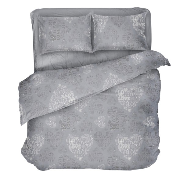 Фото - Комплект постільної білизни DAISY Love Grey 145x215, 1 нав. (4820190499431)
