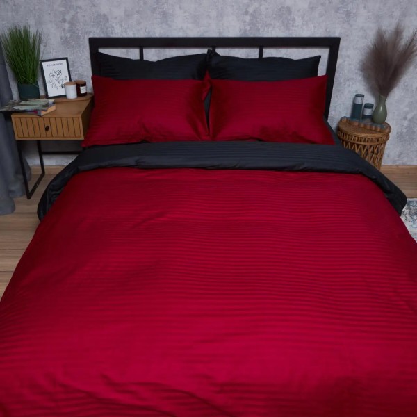 Фото - Комплект постельного белья Moon&Star Satin Stripe Dark Romance 200х220 нав. 50х70 см 2 шт. (MS-880000667)