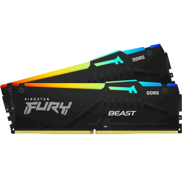 Фото - Пам'ять DDR Kingston Fury Beast Black RGB DDR5-6000 64GB (2x32GB) CL36-38-38 1.35V EXPO (KF560C36BBEAK2-64)