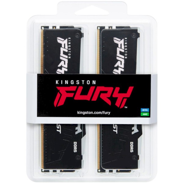 Фото - Пам'ять DDR Kingston Fury Beast RGB 2х32 64GB DDR5 5600MHz (KF556C40BBAK2-64)