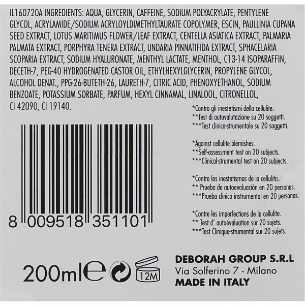 Фото - Гель для тіла DERMOLAB антицелюлітний тонізуючий охолоджуючий для всіх типів шкіри 200 мл (8009518351101)