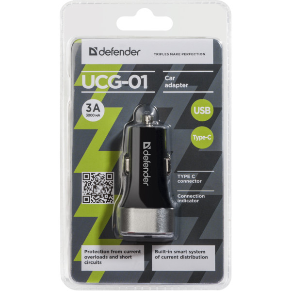 Фото - Автомобільний зарядний пристрій Defender UCG-011xUSB + TypeC 5V/5.4A (83569)