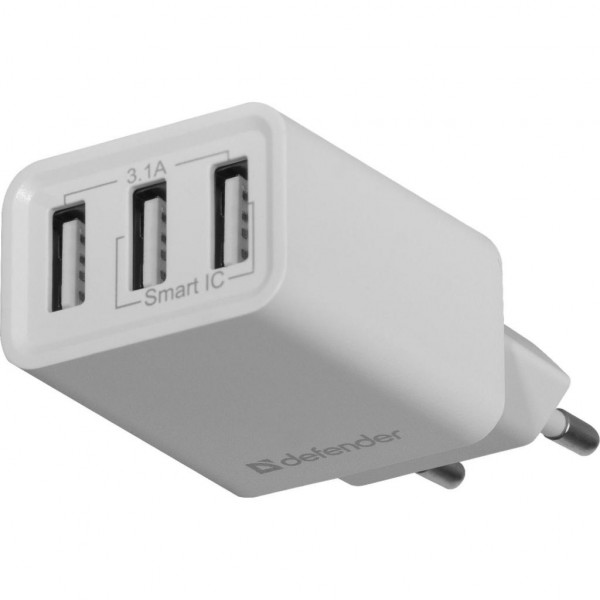 Фото - Мережевий зарядний пристрій Defender UPA-31 3xUSB White (83587)