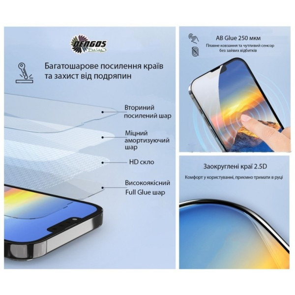 Фото - Защитное стекло для смартфона DENGOS for Samsung Galaxy A37 SM-A376 Black Full Glue (TGFG-433)
