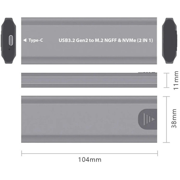 Фото - Внешний карман Dynamode M.2 SSD NVMe/SATA combo USB3.2 GEN2 USB-C (DM-CAD-SSD05)