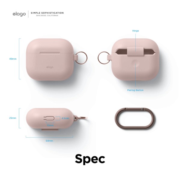 Фото - Чехол для наушников Elago Hang Silicone Case Sand Pink for Airpods 3rd Gen (EAP3HG-HANG-SPK)