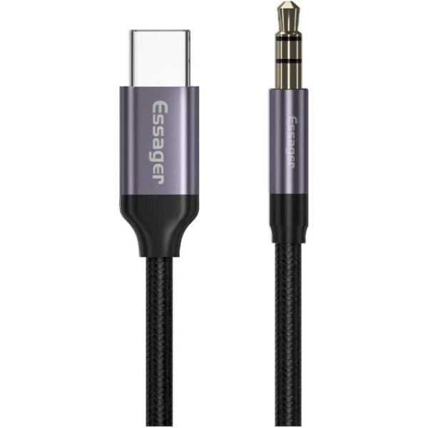 Фото - Адаптер Essager E02 Type-c to 3.5mm Male Audio Cable Grey (EZJE02-0G)