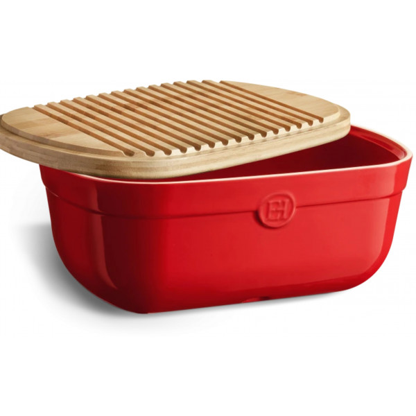 Фото - Хлібниця Emile Henry з дошкою-кришкою 35.5x24.5x15.8 см Red 348750