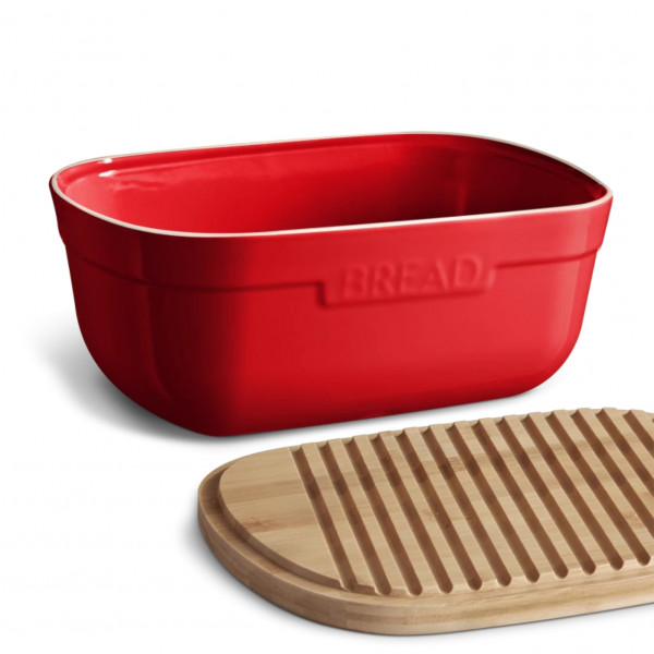 Фото - Хлібниця Emile Henry з дошкою-кришкою 35.5x24.5x15.8 см Red 348750