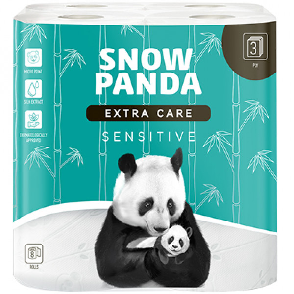 Фото - Туалетная бумага Сніжна панда EXTRA CARE Sensitive 3сл, 8 шт.