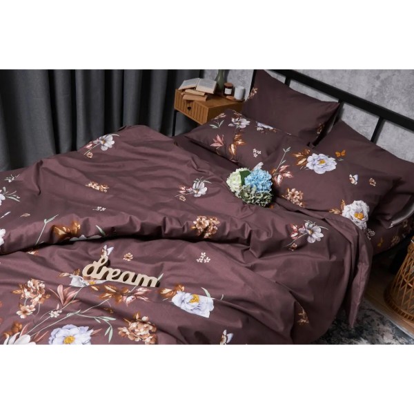 Фото - Комплект постільної білизни Moon&Star Мікросатин Premium «Floral Mocha» 175х210 см нав. 2х50х70 (MS-820005011)