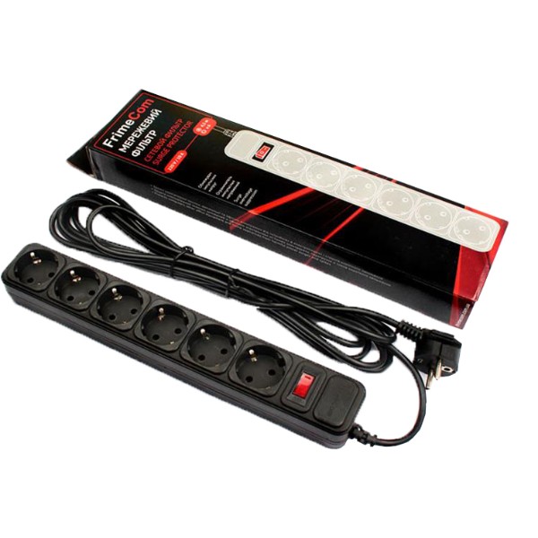 Фото - Мережевий фільтр FrimeCom 6 розеток 1.8m Black (FC-B4006W 1.8 B)