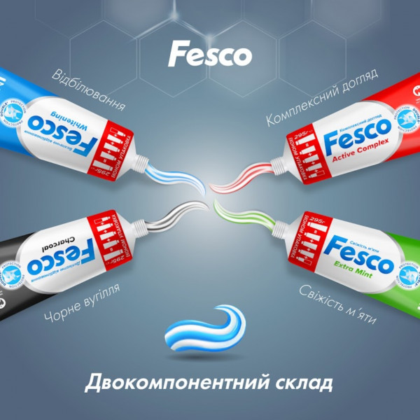 Фото - Зубна паста Fesco Charcoal 250 мл (4823098414056)