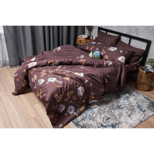 Фото - Комплект постільної білизни Moon&Star Мікросатин Premium «Floral Mocha» 143х210 см нав. 2х50х70 (MS-820005021)